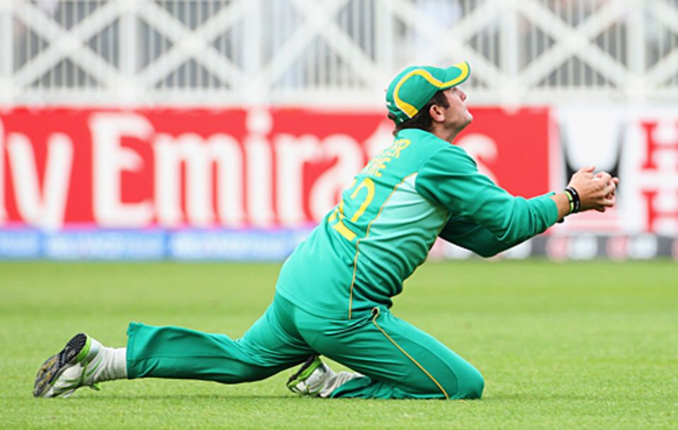 It wasn't the first time he had taken a stunning catch - here, Roelof van der Merwe grabs one, back when he was a South Africa player