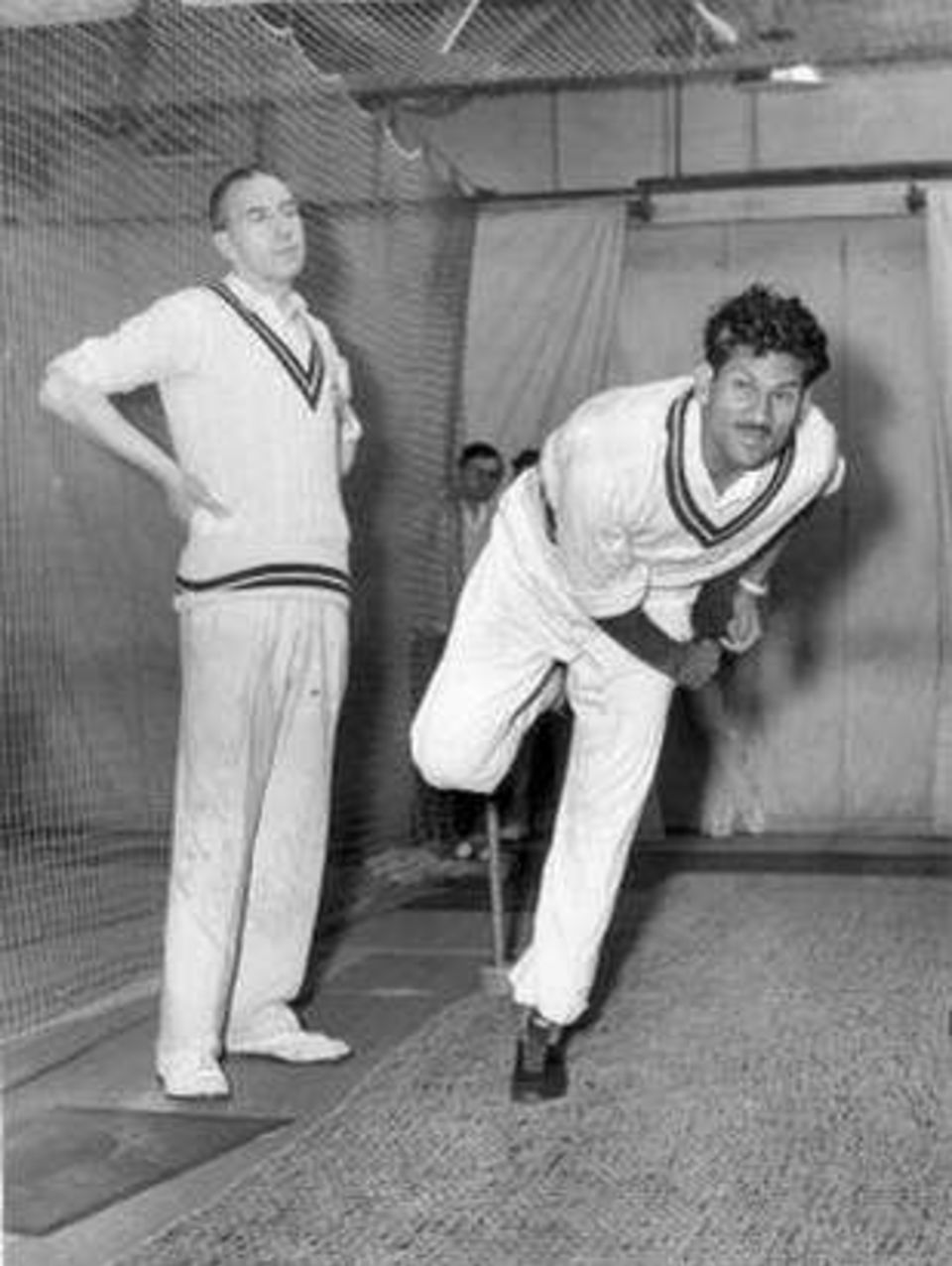In the nets at the MCC indoor coaching school