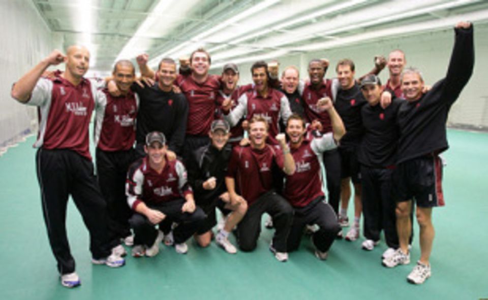 Somerset celebrate their bowl-out victory