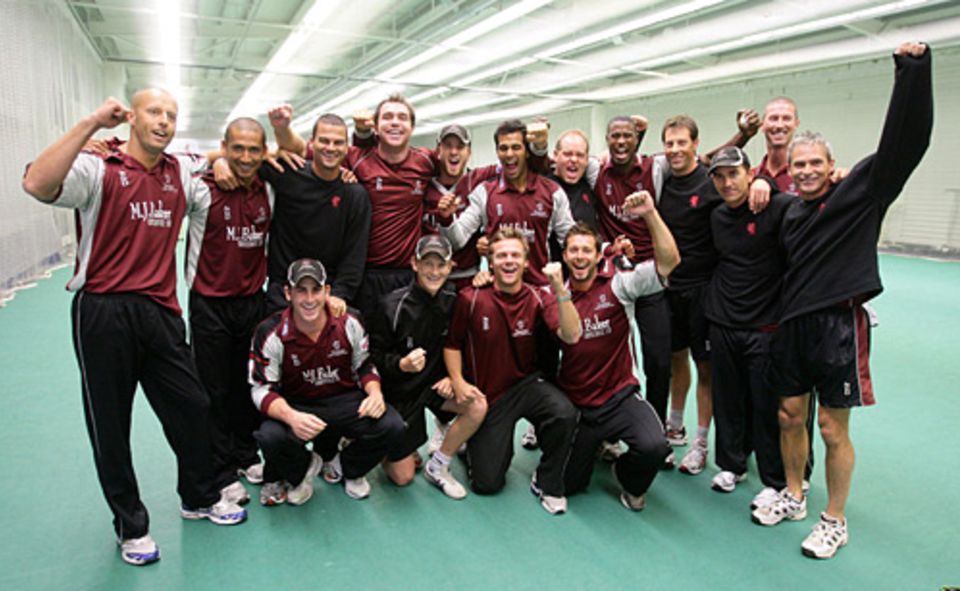 Somerset celebrate their bowl-out win