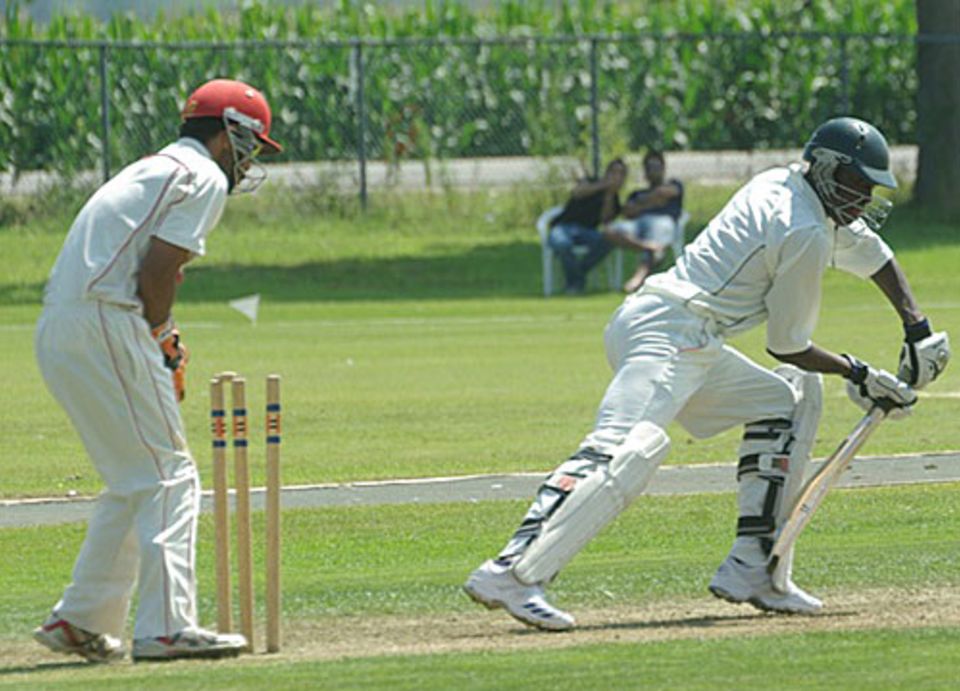 Alex Obanda is bowled by Zamir Zahir for 36