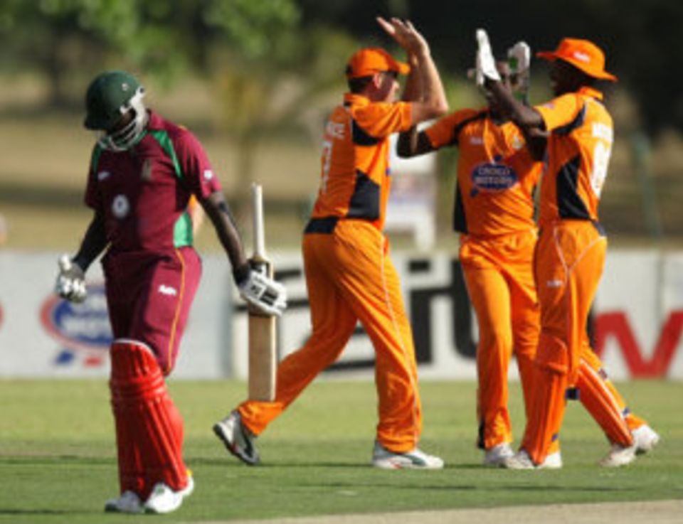 Southern Rocks' Steve Tikolo is dismissed for a match-winning 82