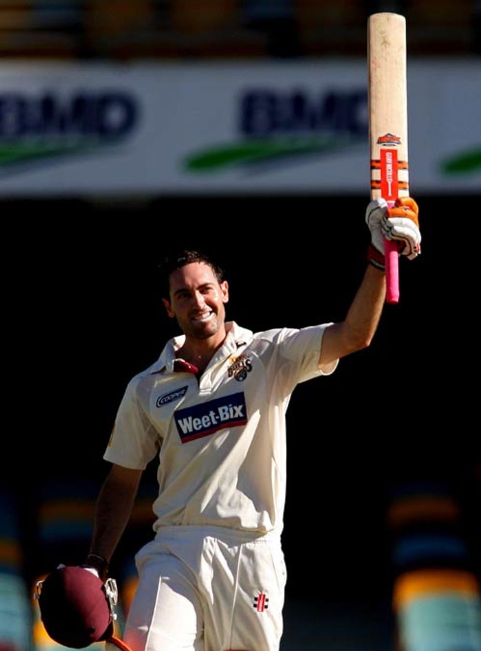 Glen Batticciotto celebrates his maiden first-class century