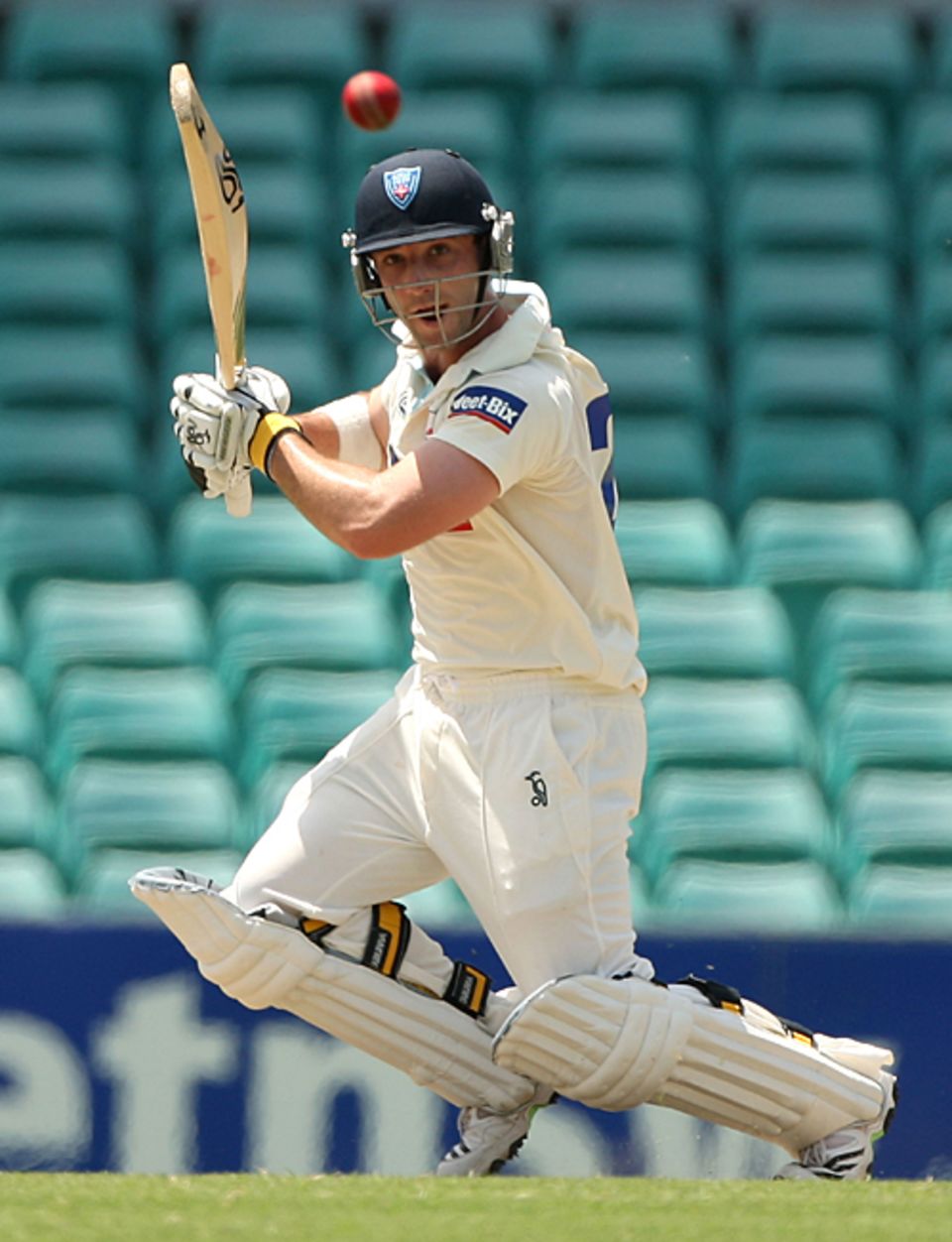 Phillip Hughes cuts during his 79