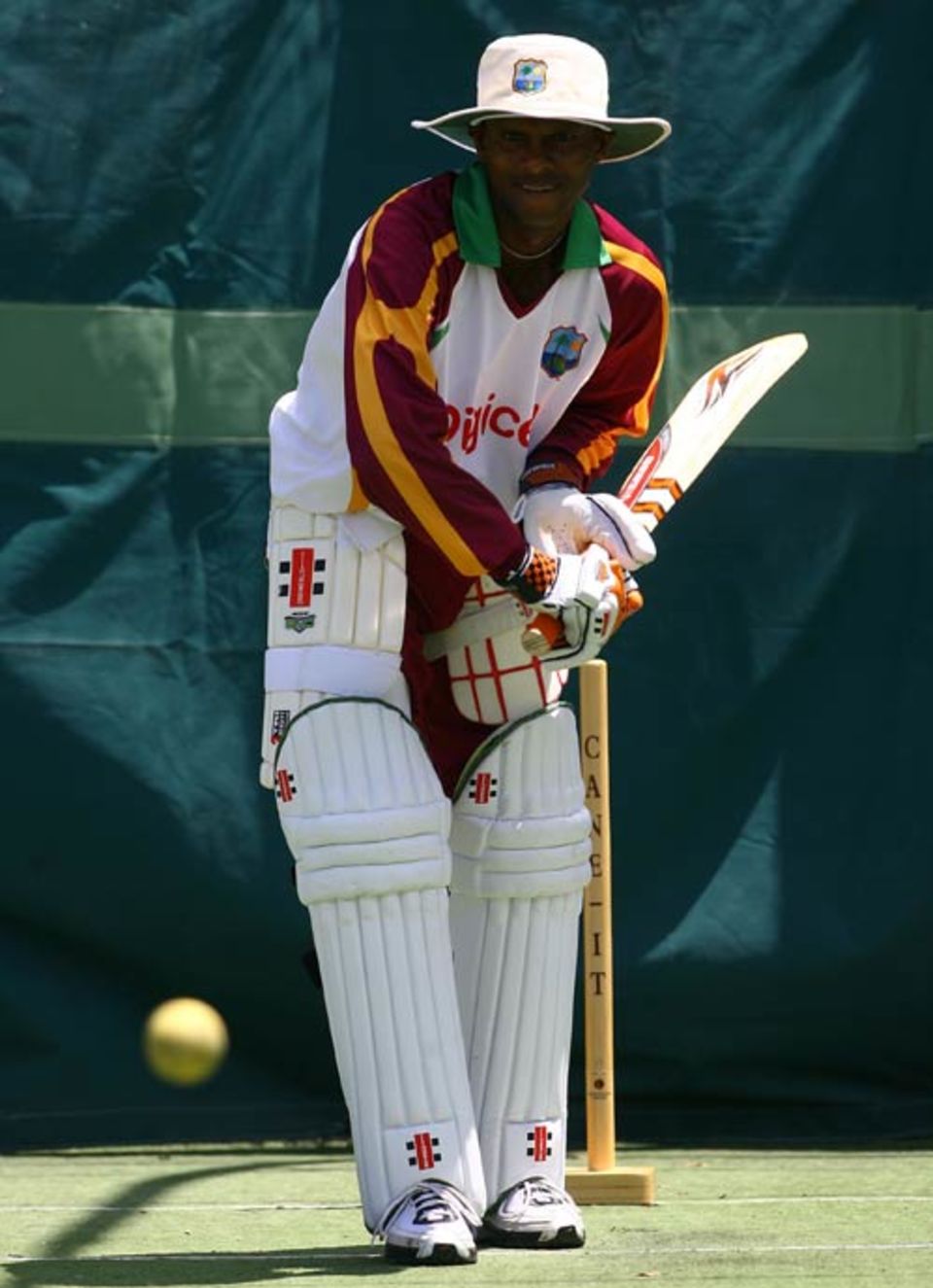Shivnarine Chanderpaul bats in the nets