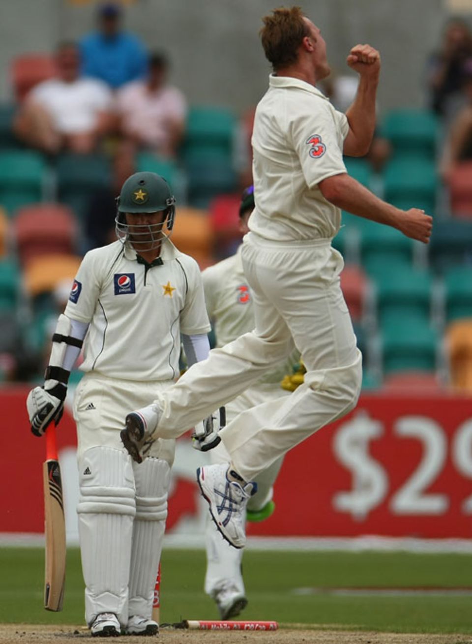 Doug Bollinger is on a high after removing Salman Butt's off stump