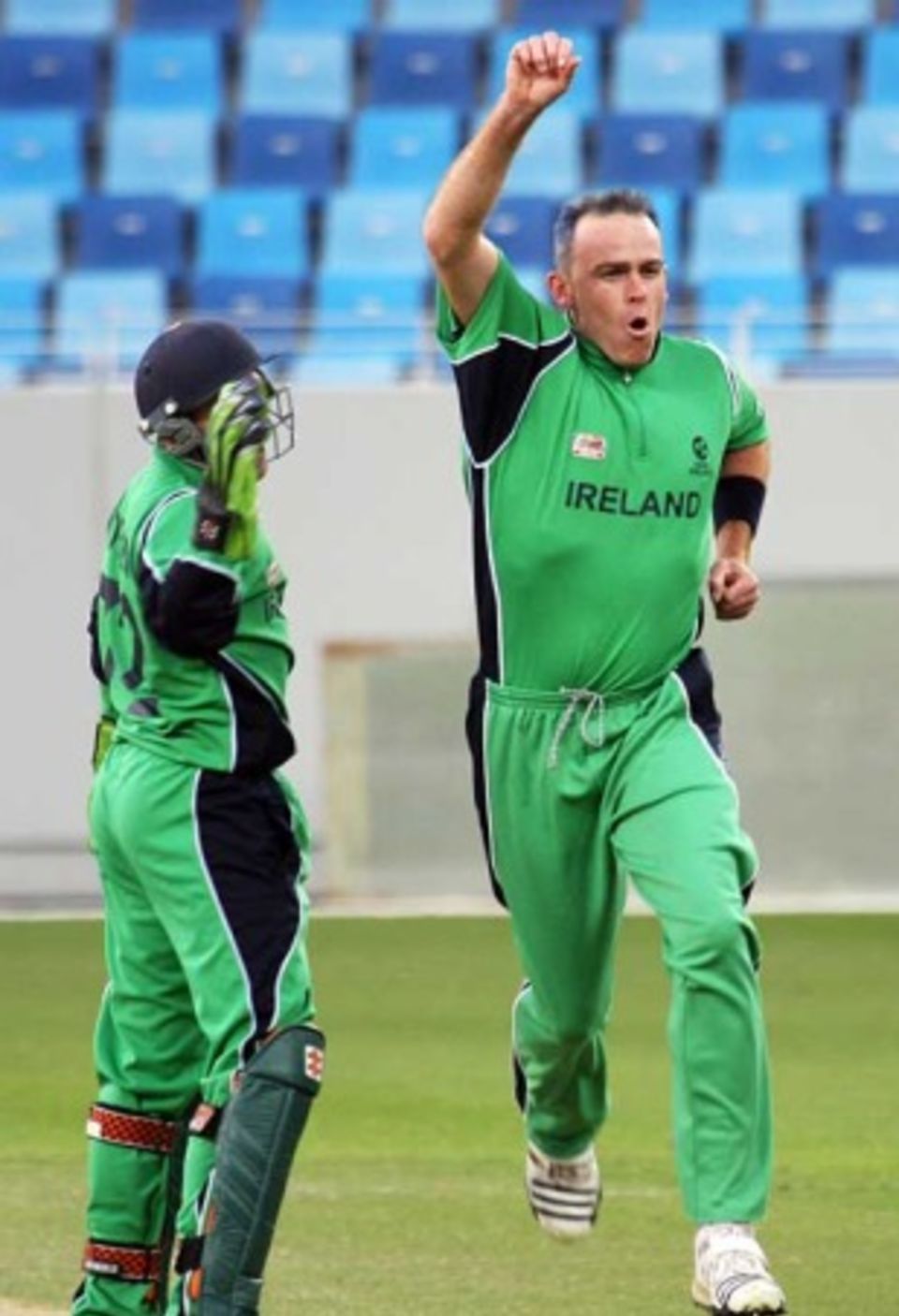 Trent Johnston ripped through the top order as Scotland collapsed to 99 all out in Dubai