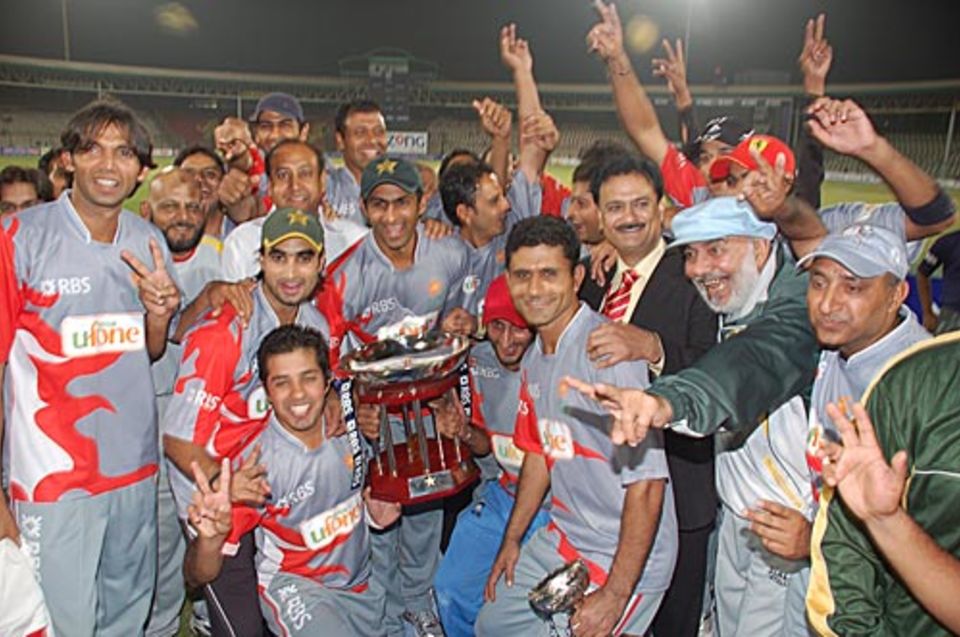 Sialkot Stallions celebrate their victory in the RBS Twenty20 Cup