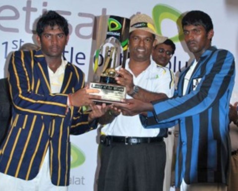 Bhanuka Rajapaksa and Dinesh Walpita - both captains starred in all-round efforts - share the trophy