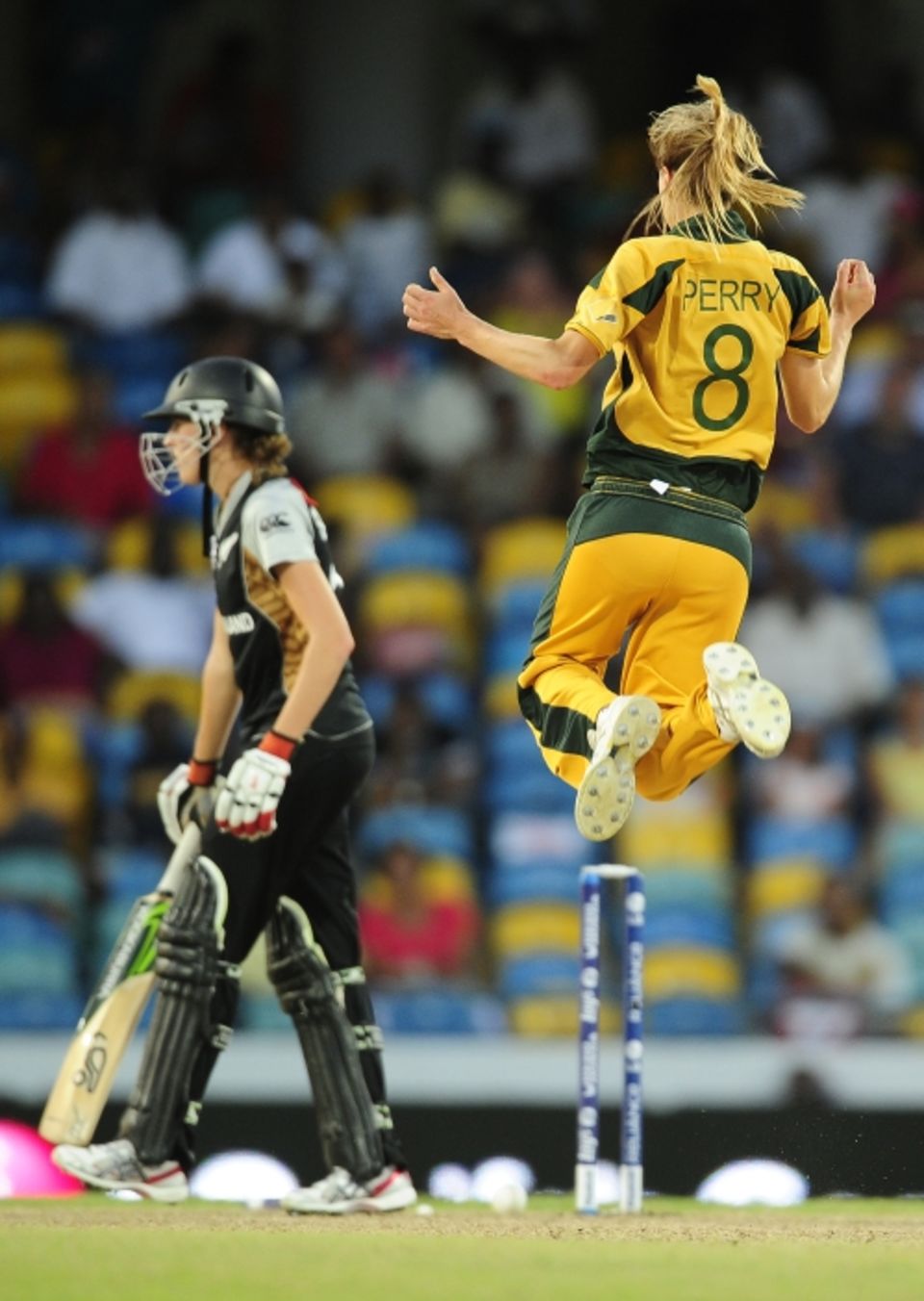 Ellyse Perry was delighted when she flattened Amy Satterthwaite's off stump