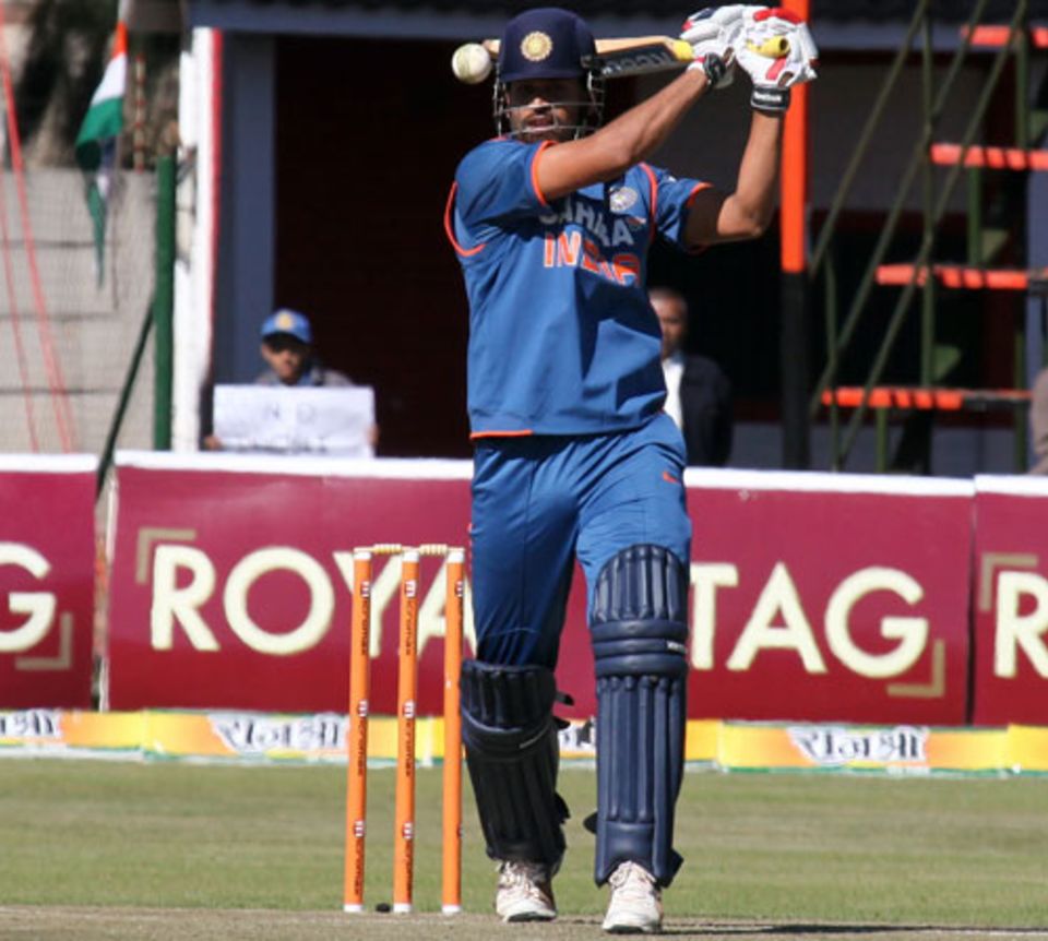 Yusuf Pathan goes after the bowling