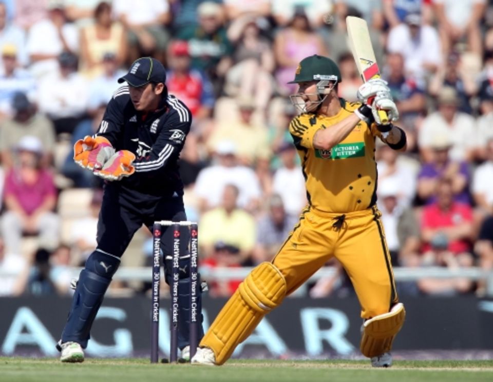 Michael Clarke cuts behind square on his way to a half-century