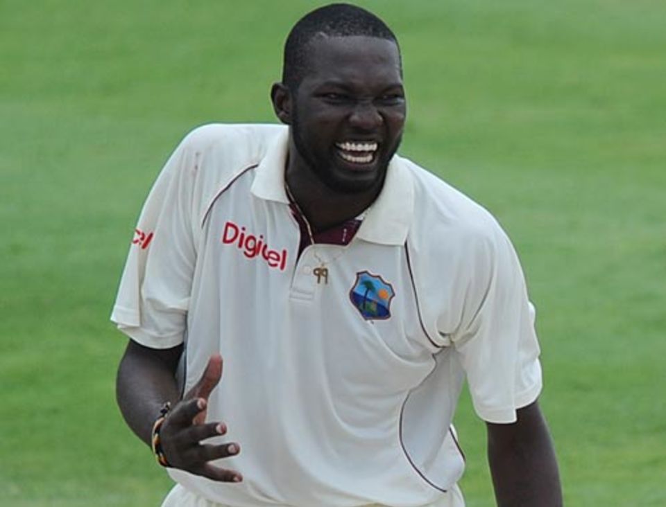 Suliemann Benn celebrates his five-wicket haul