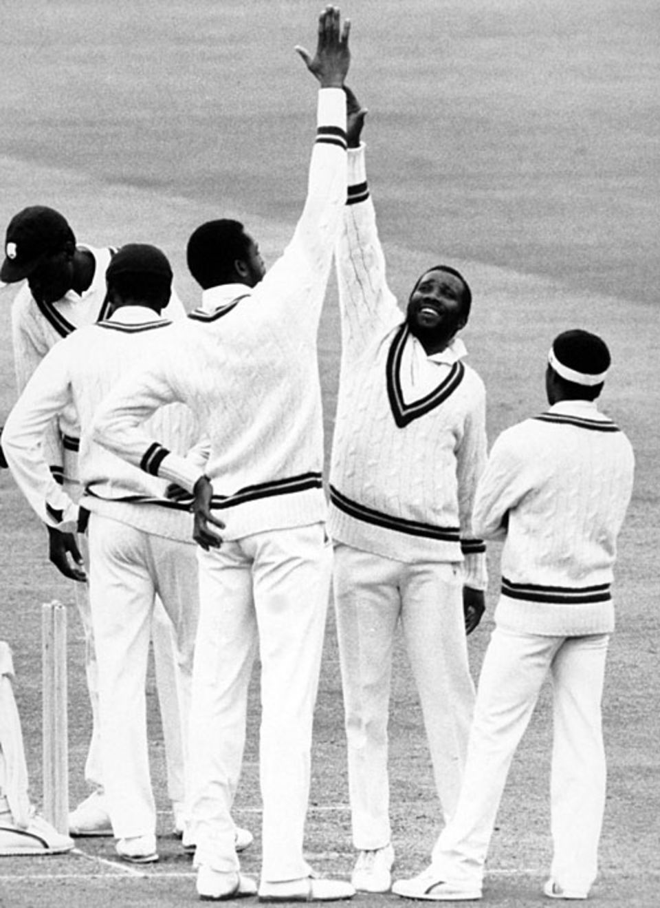Malcolm Marshall celebrates a wicket