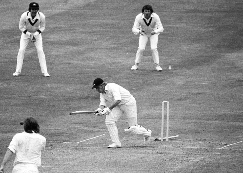Gary Gilmour knocks over opener Barry Wood's off stump in the 1975 World Cup semi-final
