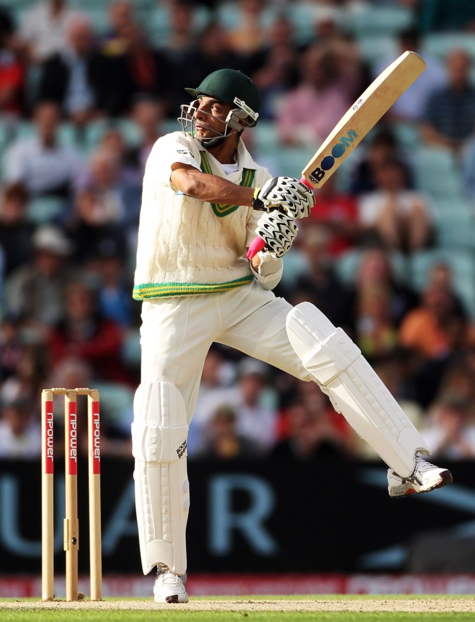 Yasir Hameed played some unorthodox shots, but eventually settled