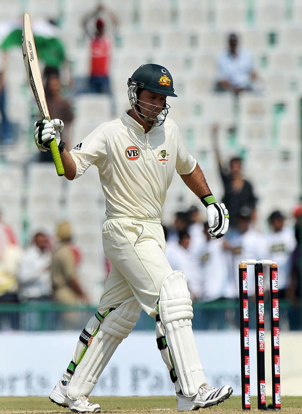 Ricky Ponting shows his frustration after being run out