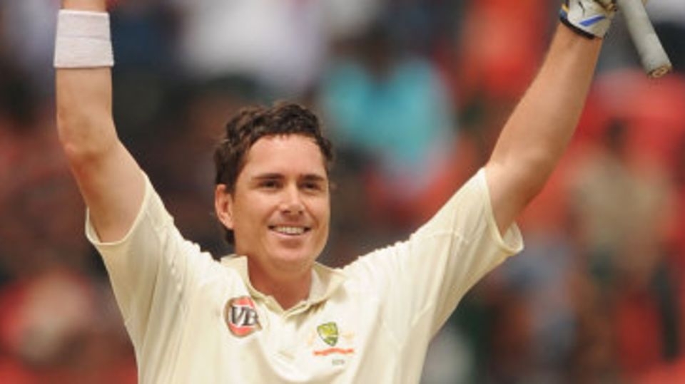 Marcus North celebrates after reaching his century
