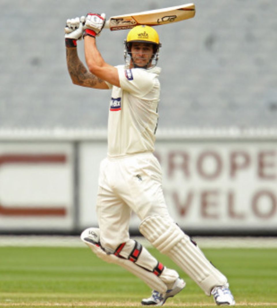 Mitchell Johnson in full flow during his 121 at the MCG