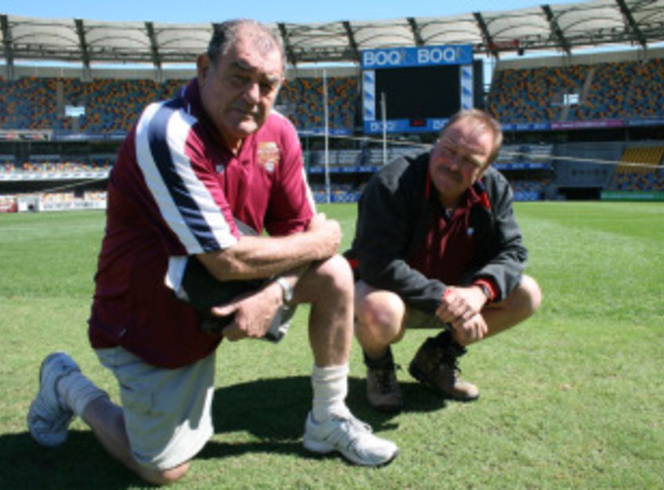 The Mitchells out in the middle at the Gabba