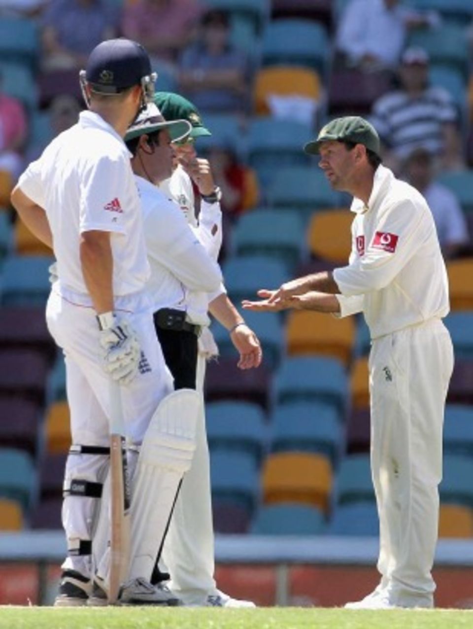 Ricky Ponting was clearly unhappy to have his catch referred to, and turned down by, the third umpire