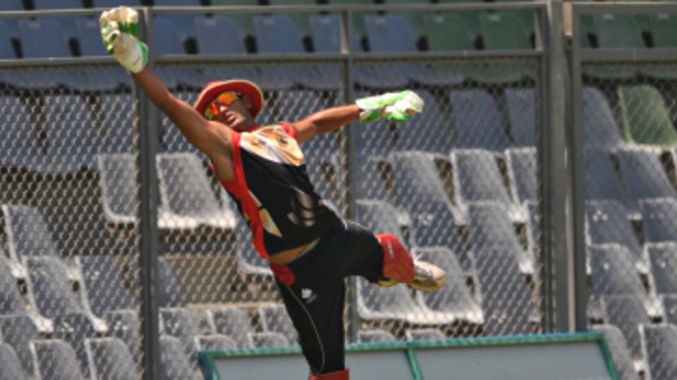 Canada's wicketkeeper Hamza Tariq in action during practice at the 2011 World Cup