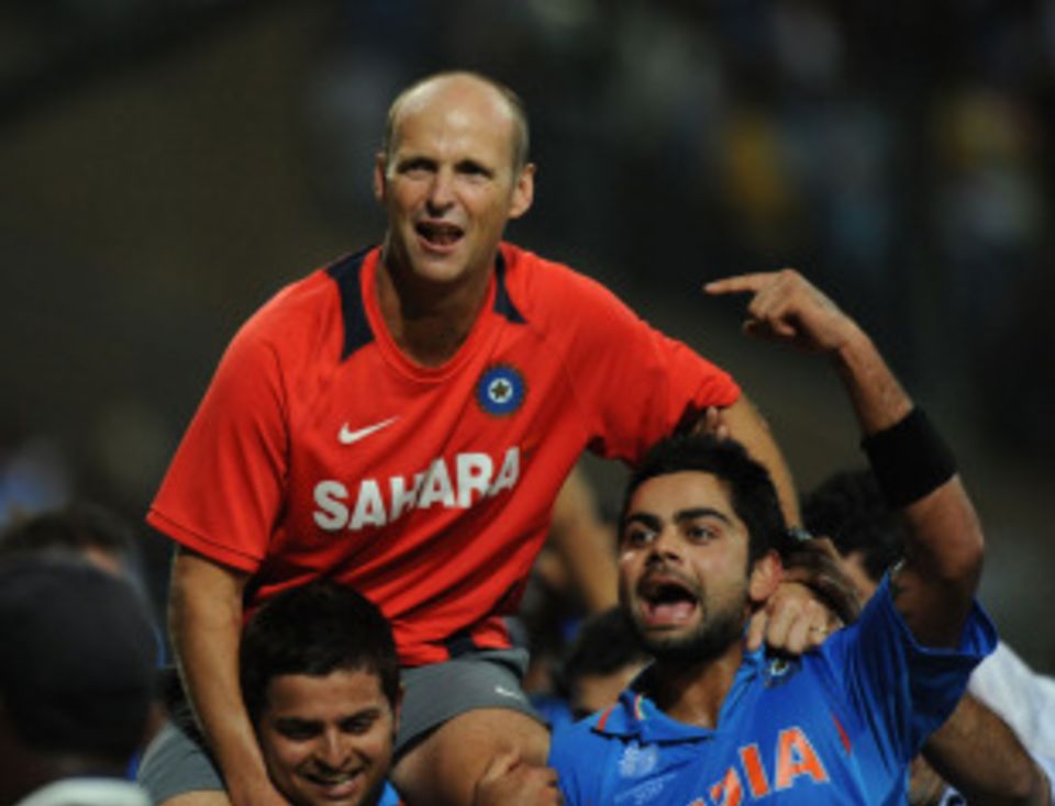 Gary Kirsten was carried on his team's shoulders after India's World Cup win