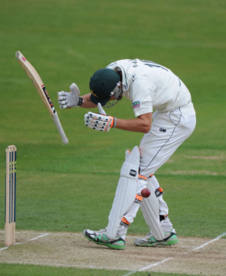 Alex Hales needed stitches after a blow from Ajmal Shahzad