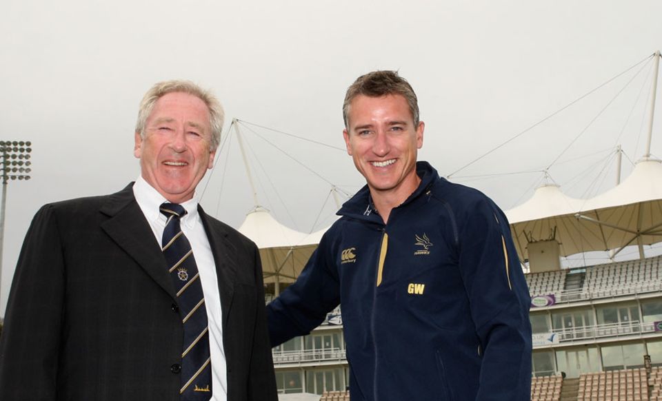Rod Bransgrove with Hampshire director of cricket Giles White (file photo)
