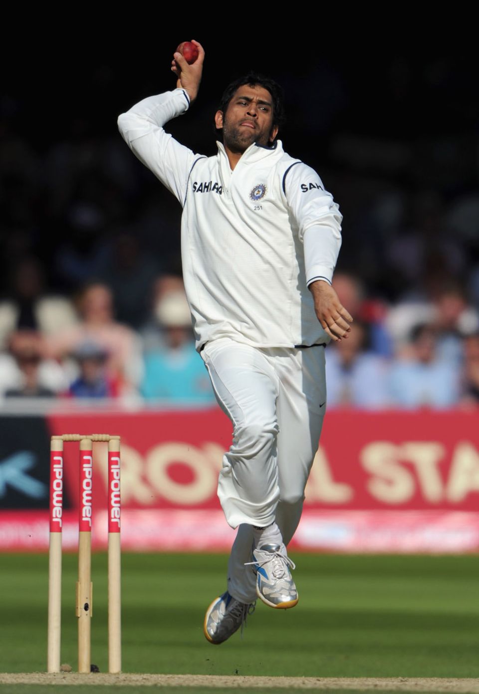 MS Dhoni has a bowl