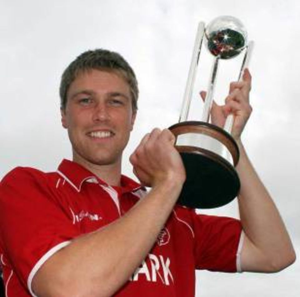 Michael Pedersen, the Denmark captain, with the trophy