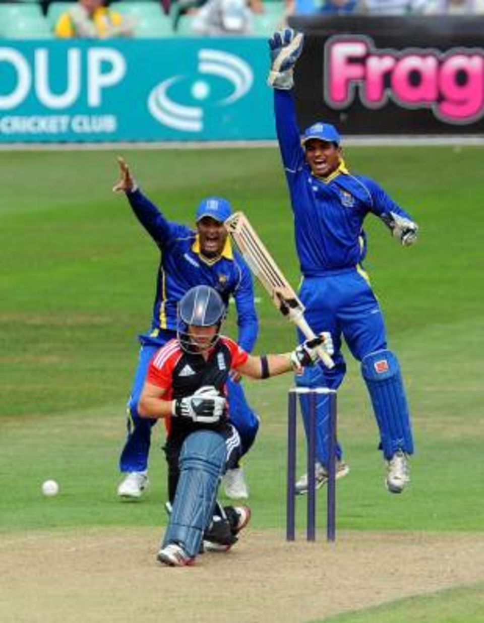 James Taylor was lbw to give Seekkuge Prasanna his sixth wicket