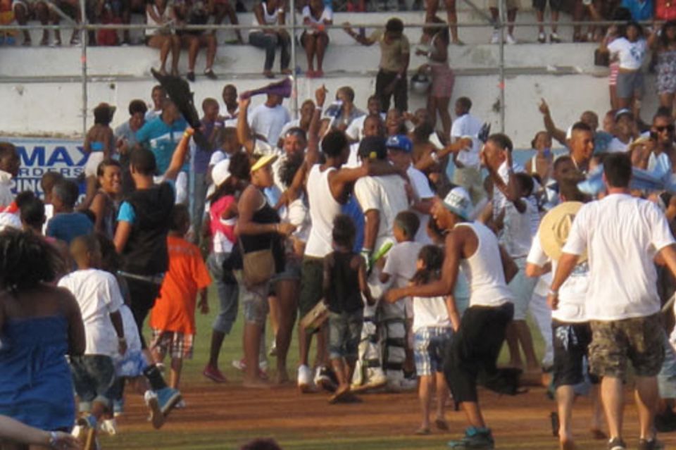 Fans celebrate after St George's thrilling win against Somerset