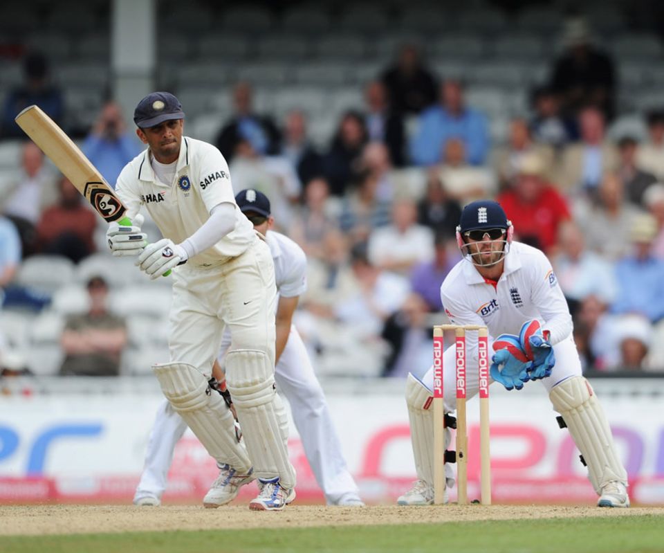 Rahul Dravid works one off his pads