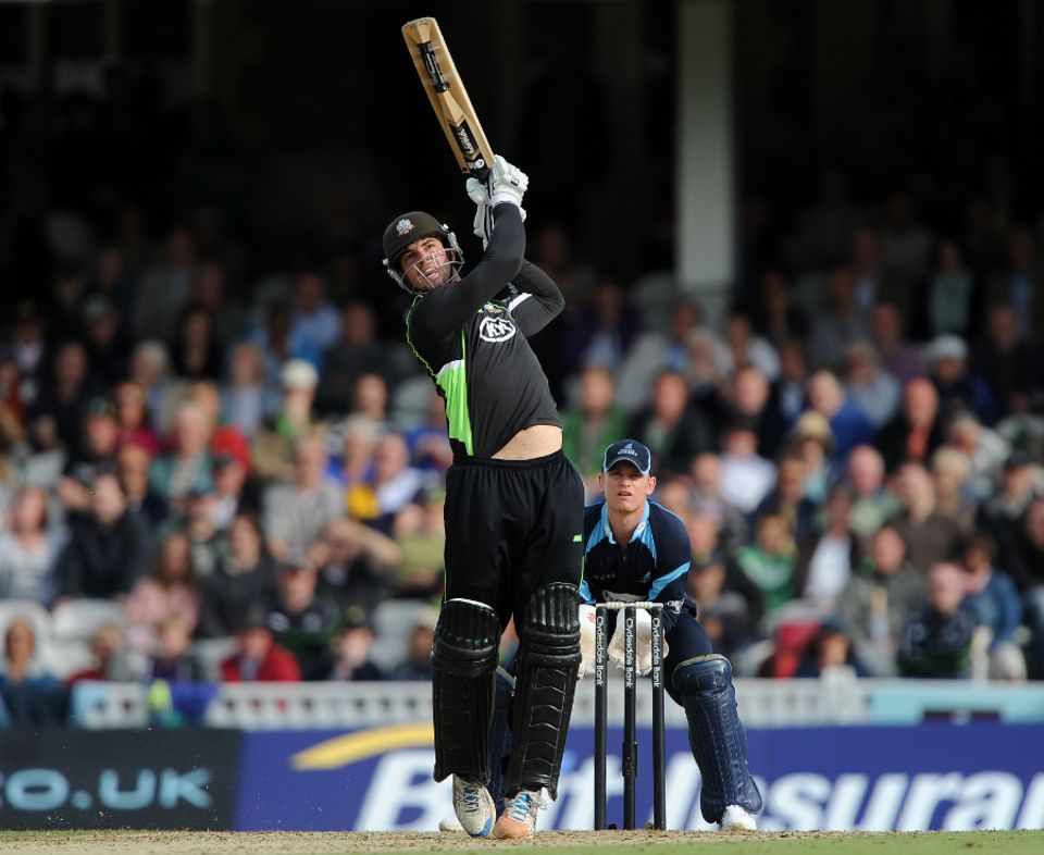 Tom Maynard hits one of four sixes in his half-century against Sussex