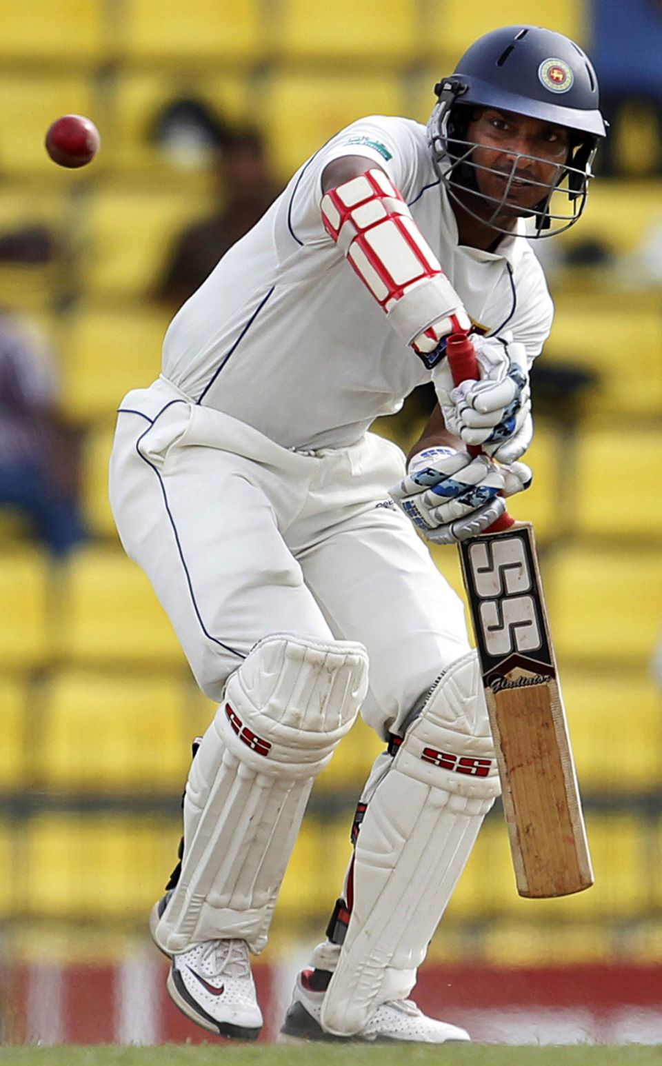 Kumar Sangakkara plays the ball to the on side