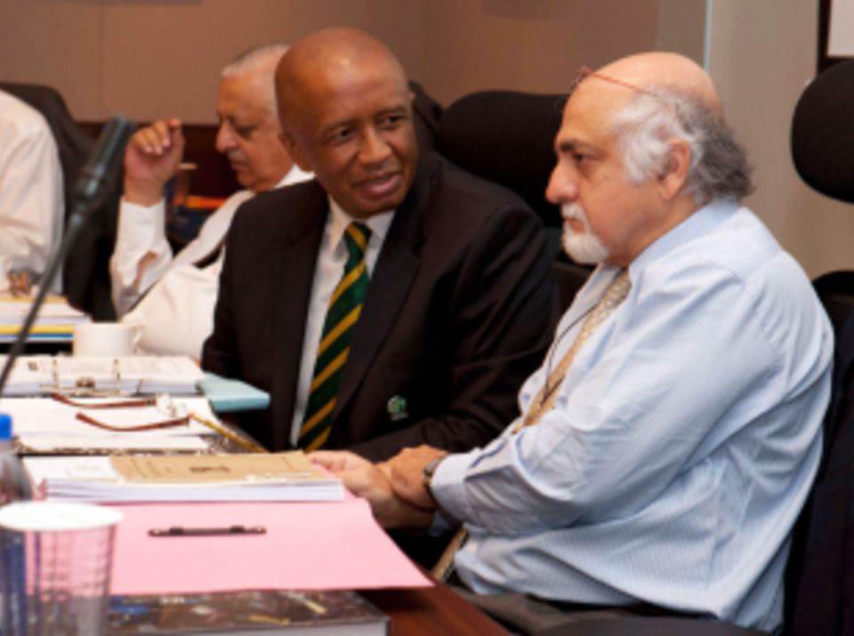Mtutuzeli Nyoka, seen here at the ICC's chief executive's meeting earlier this month, has been ousted as CSA president after losing a vote of no-confidence