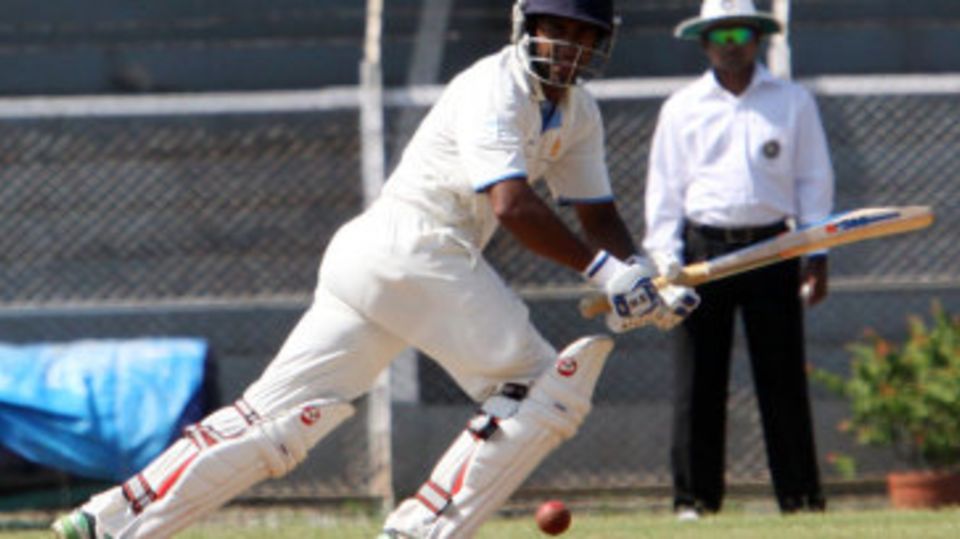 Amit Verma works the ball to the leg side on the way to 173