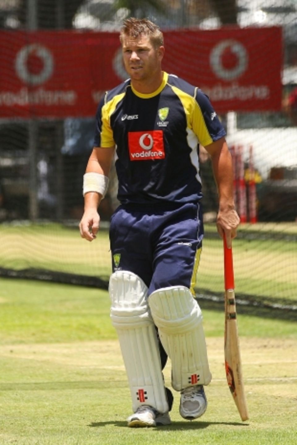 David Warner in the nets ahead of his Test debut