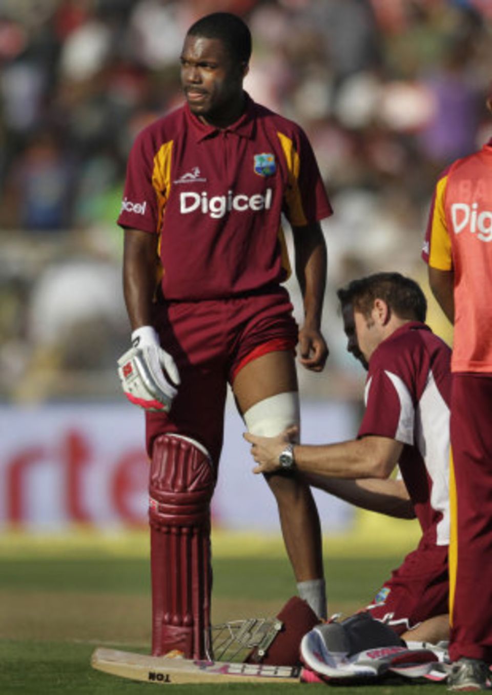 Darren Bravo needed treatment during his innings in Ahmedabad