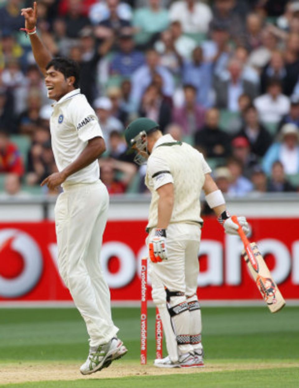 Umesh Yadav got David Warner with a quicker bouncer. That is a rare sight for an India quick