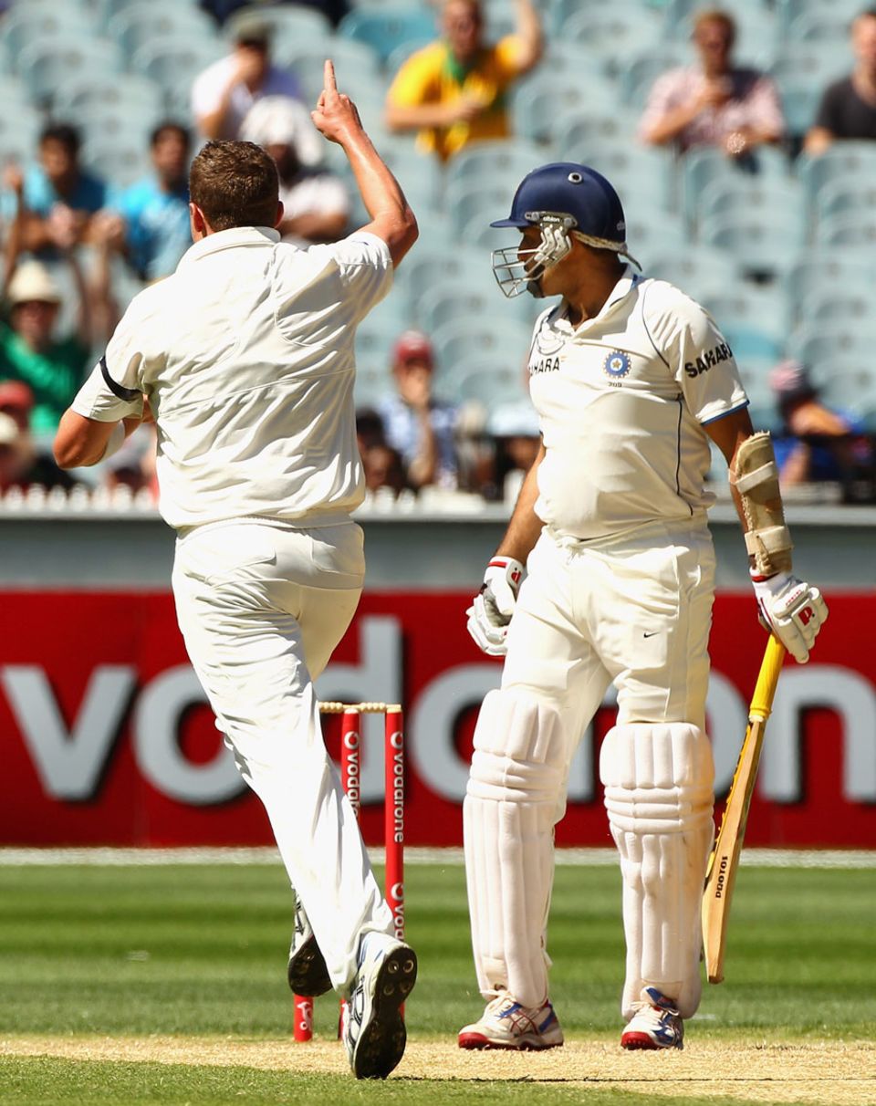 Peter Siddle had VVS Laxman caught behind cheaply