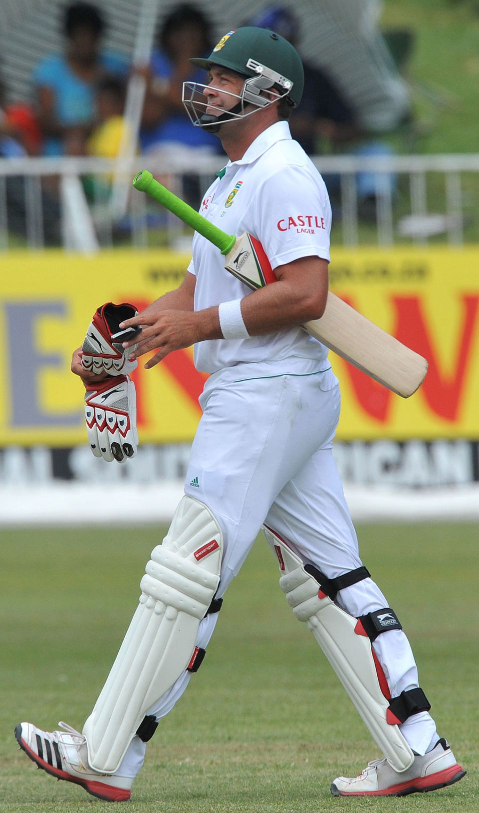 Jacques Kallis walks off after being dismissed for a duck, completing the first pair of his career
