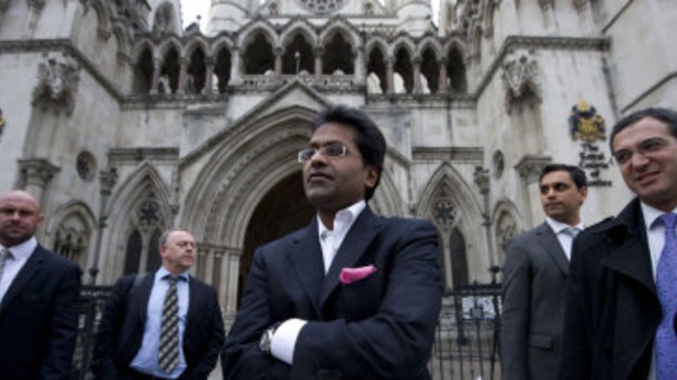 Lalit Modi outside the High Court in London
