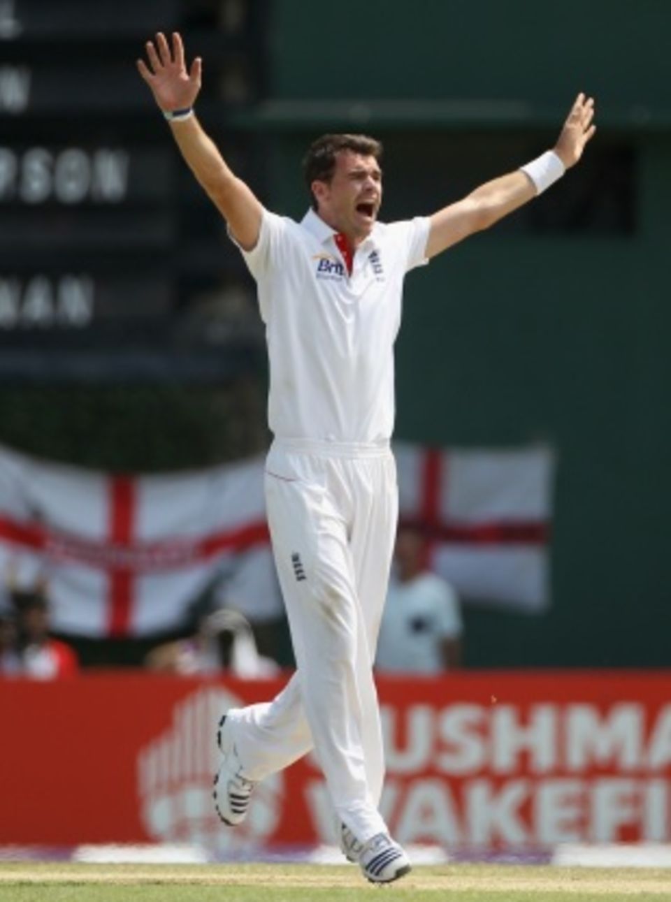 James Anderson took three early wickets before Sri Lanka fought back, led by a century from Mahela Jayawardene