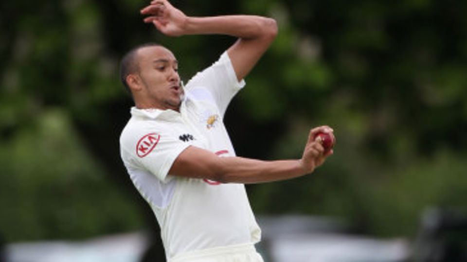 George Edwards bowls on his Championship debut