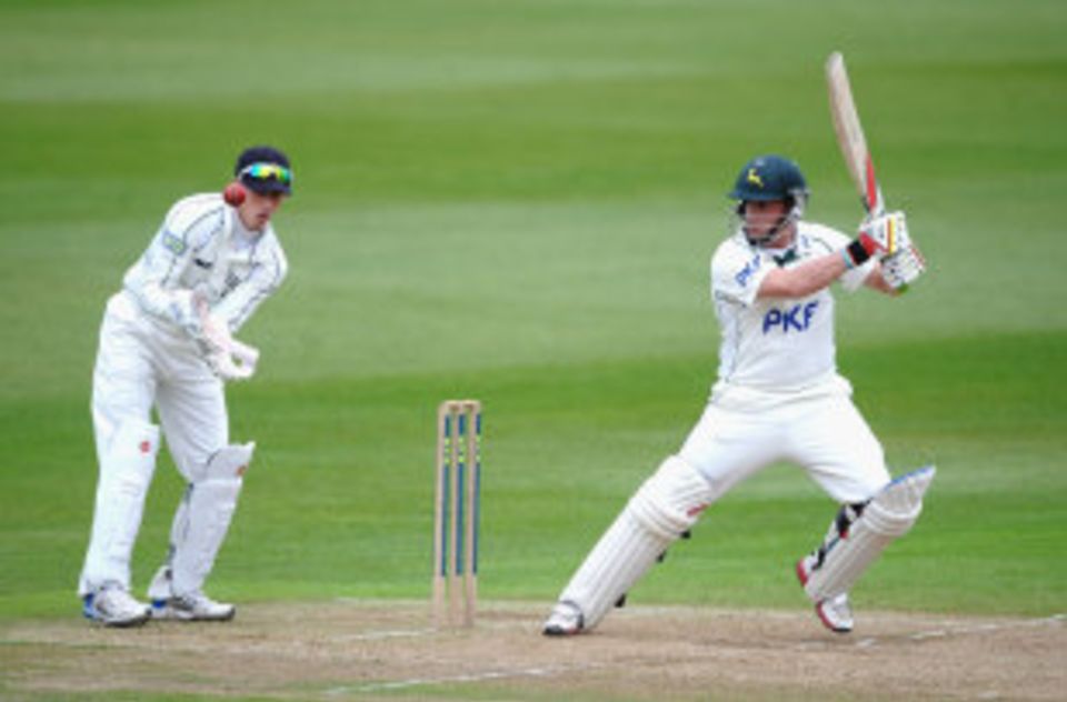 Steven Mullaney, seen here against Middlesex, top scored as Notts built up a big lead over champions Warwickshire
