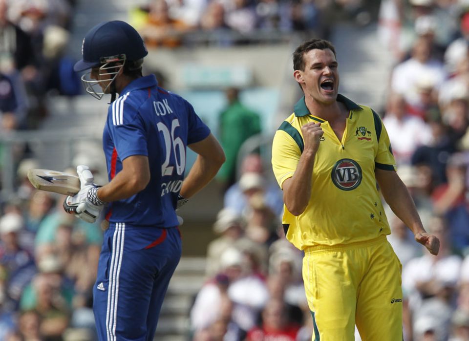 Clint McKay trapped Alastair Cook lbw