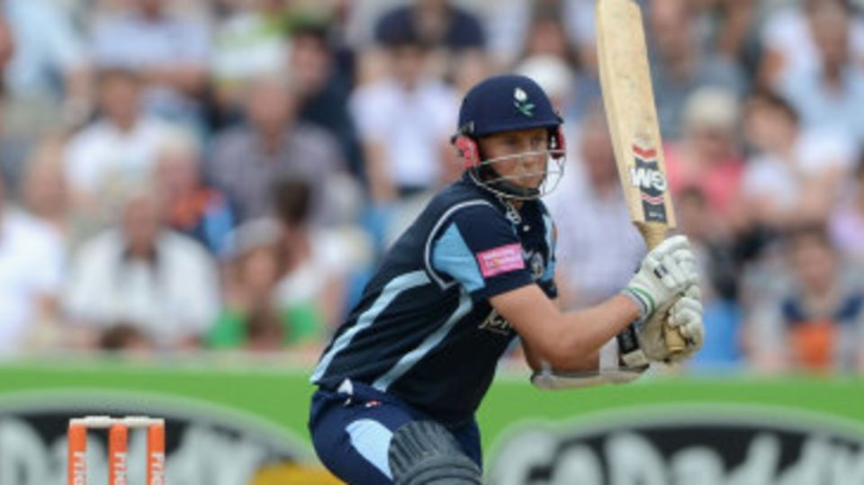 Joe Root gets ready to reverse sweep on his way to 65 off 40 balls