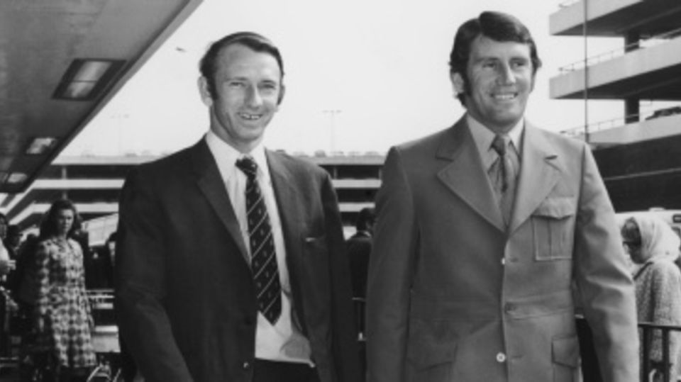Doug Walters and Ian Chappell arrive at London airport from West Indies